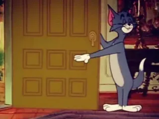 🚪 Tom Tom and Jerry Cartoon, Katze, Tür, Freundlich, Geste, Gruß telegram sticker