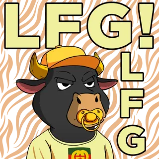 🚀 LFG! bull, cartoon, LFG, Lets Freaking Go, pacifier, animal telegram sticker