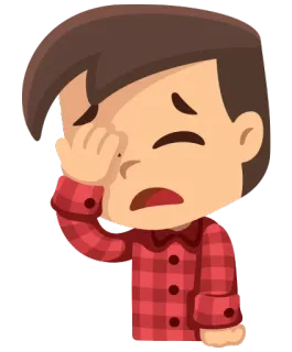 😥 Cartone animato, Ragazzo, Triste, Facepalm, Rimorso, Arrabbiato, Emozione whatsapp sticker