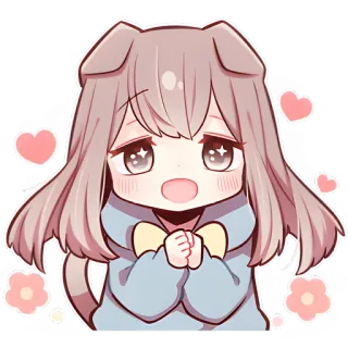 😍 动漫, 可爱, 狗, 卡哇伊, 女孩, Q版, 卡通 whatsapp sticker