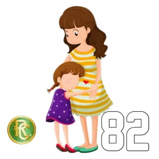 8️⃣ 82 Dibujos animados, Madre, Hija, Familia, Amor, Abrazo telegram sticker