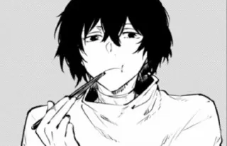 🥚 Dazai Osamu Bungou Stray Dogs Anime, Mangá, Dazai, Bungou Stray Dogs, Comendo, Hashis telegram sticker