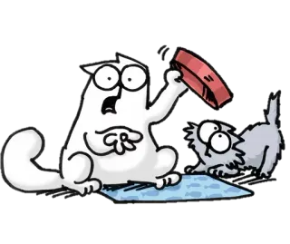 😒 Simon's Cat cat, cartoon, hungry, bowl, food whatsapp sticker
