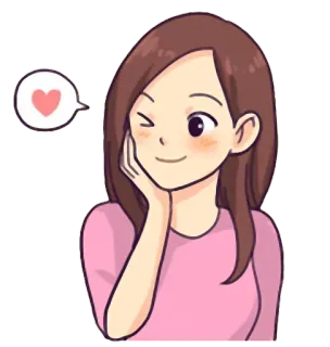 😉 Desenho animado, Menina, Piscadela, Amor, Coração, Adesivo telegram sticker