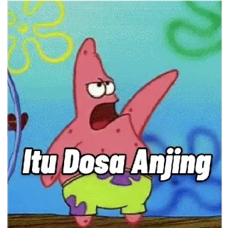 👿 Patrick Star Itu Dosa Anjing patrick star, spongebob, cartoon, dog, insult telegram sticker