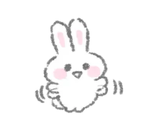 📉 lapin, mignon, animal, autocollant, blanc, doux, duveteux telegram sticker