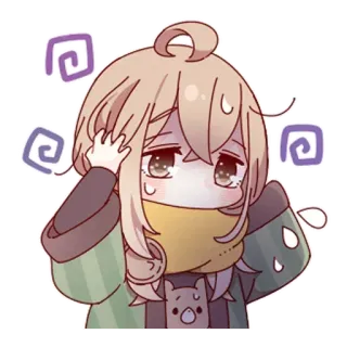 😬 อนิเมะ, คาวาอิ, ภาพประกอบ, เศร้า, เครียด, การ์ตูน telegram sticker