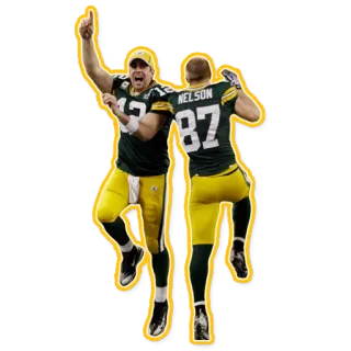 👯 Aaron Rodgers sepak bola amerika, NFL, Green Bay Packers, olahraga, atlet, perayaan, Aaron Rodgers, Jordy Nelson telegram sticker