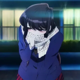 🙂 Komi Shouko Komi Can't Communicate animé, Komi cherche ses mots, timide, mignon, manga, uniforme scolaire whatsapp sticker