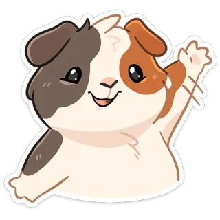 👋 conejillo de indias, roedor, animal, lindo, mascota, saludando telegram sticker