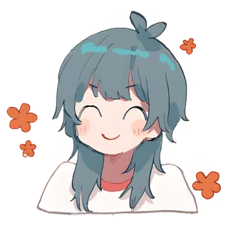 ☺ imut, gadis, anime, tersenyum, bunga whatsapp sticker