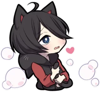 💘 애니메이션, 카와이, 귀여운, 치비, 고양이 귀, 만화, 스티커 telegram sticker