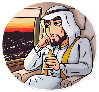 😔 arab, timur tengah, pesawat, perjalanan, kaya, sedih telegram sticker