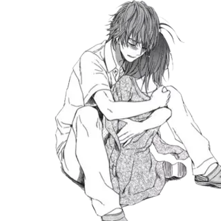 ❤ couple, câlin, amour, manga, anime, émotions, romance telegram sticker