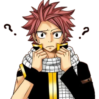 ❓ Natsu Dragneel Fairy Tail anime, mangá, confuso, pontos de interrogação, Natsu, Fairy Tail, dragon slayer telegram sticker