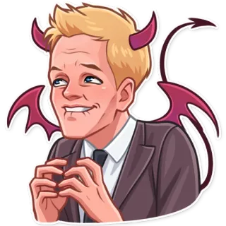 😈 악마, 꼬마 악마, 만화, 날개, 정장, 악의적인 telegram sticker