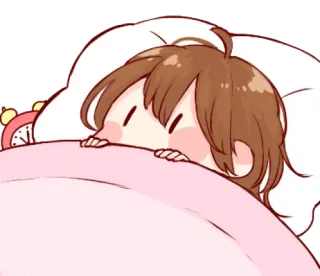 🙁 endormi, animé, mignon, réveil, lit, dessin animé whatsapp sticker