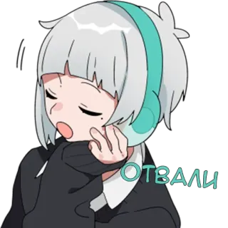 😡 ОТВАЛИ Аниме, Девушка, Наушники, Русский, Мультфильм telegram sticker