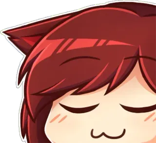 😌 kattenoortjes, anime, manga, cartoon, kawaii, schattig, rood haar telegram sticker