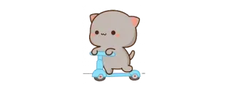 🛴 고양이, 스쿠터, 귀여운, 만화, 동물, 카와이 telegram sticker