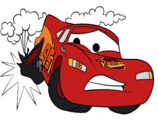 😟 Lightning McQueen Cars Rusteze auto, cartone animato, saetta mcqueen, pixar, disney, film, corsa telegram sticker