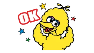 🆗 Big Bird OK เซซามีสตรีท, บิ๊กเบิร์ด, โอเค, ตกลง, การ์ตูน, สีเหลือง telegram sticker