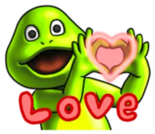 😍 Love amor, rana, corazón, lindo, animal, verde whatsapp sticker