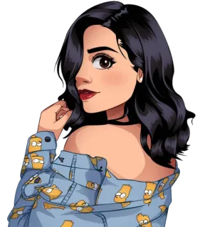 😊 mujer, dibujos animados, simpsons, bart simpson, chaqueta, personaje, retrato, ilustración telegram sticker