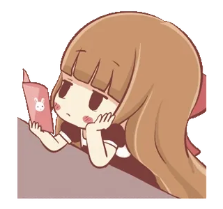 🍞 Мультфильм, Девушка, Чтение, Книга, Милый, Аниме telegram sticker