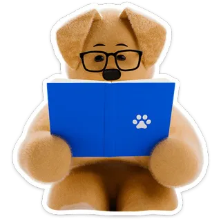 🤓 강아지, 독서, 책, 안경, 동물, 귀여운 telegram sticker