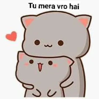 😎 Tu mera vro hai cat, heart, cute, love, cartoon whatsapp sticker