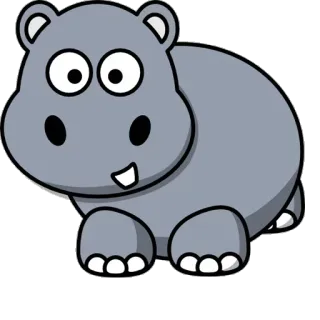 🤨 ฮิปโป, การ์ตูน, สัตว์, น่ารัก, สีเทา telegram sticker