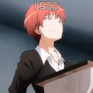 🤔 Karma Akabane Assassination Classroom Anime, cheveux roux, école, Manga, personnage telegram sticker