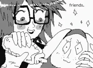 🔪 friends. amizade, desenho animado, esboço, anime whatsapp sticker
