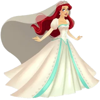 👸 Ariel The Little Mermaid disney, принцесса, ариэль, свадьба, невеста, платье telegram sticker