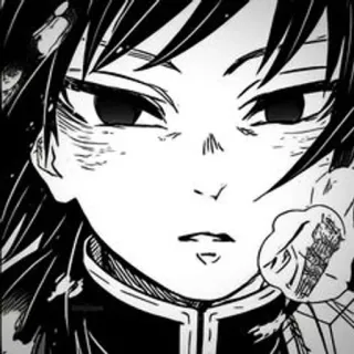 🕳 Giyu Tomioka Demon Slayer Anime, Manga, Demon Slayer, Giyu Tomioka, Combattente, Ferito, Bianco e nero telegram sticker