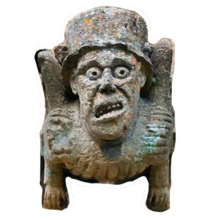 😟 gargoyle, stone, sculpture, statue, grotesque, architecture, medieval telegram sticker