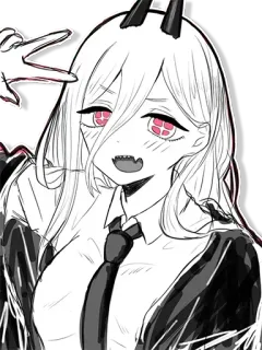 👀 Power Chainsaw Man Anime, Cartone animato, Power, Chainsaw Man, Diavolo, Corna telegram sticker