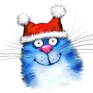 🎄 cat, christmas, winter, santa hat, cartoon, blue cat telegram sticker