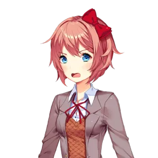 😡 Sayori Doki Doki Literature Club! anime, character, Doki Doki Literature Club, Sayori, cute, schoolgirl telegram sticker