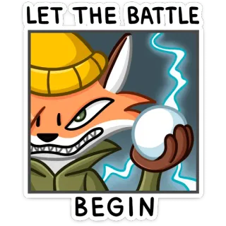😡 LET THE BATTLE BEGIN pertempuran, rubah, bola salju, musim dingin, perkelahian, marah whatsapp sticker