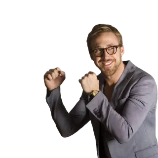🕺 Ryan Gosling ryan, gosling, acteur, bril, pak, glimlach whatsapp sticker