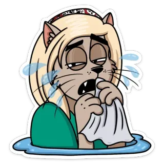 😭 cat, cartoon, crying, sad, emotions, animal, sticker telegram sticker