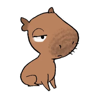 😐 chuột lang nước, động vật, dễ thương, gặm nhấm, hoạt hình, ngồi telegram sticker