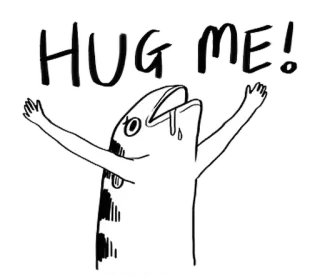 🐈 HUG ME! Объятие, Рыба, Милый, Животное, Мультфильм, Стикер whatsapp sticker