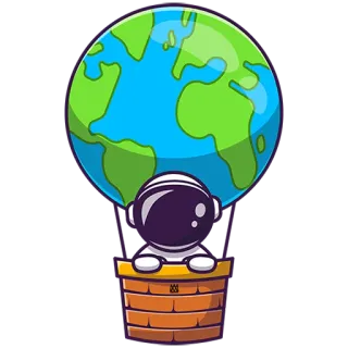 🌎 астронавт, космос, земля, планета, воздушный шар, космос telegram sticker