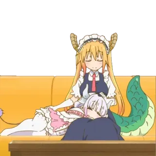 😴 Tohru Miss Kobayashi's Dragon Maid Аниме, Дракон, Горничная, Милый, Каваий, Тору, Канна telegram sticker
