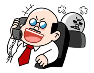 😁 en colère, patron, homme d'affaires, frustration, bureau, dessin animé telegram sticker