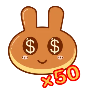 👍 x50 lapin, argent, dollar, dessin animé, mignon, emoji telegram sticker