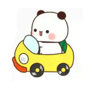 🍃 panda, cartoon, car, cute, animal telegram sticker